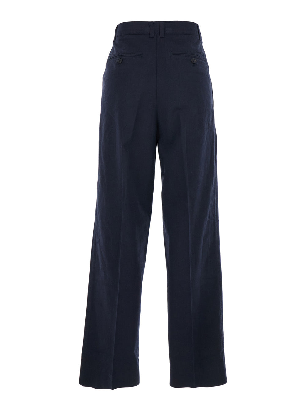 Blue Trousers with Front Pleats in Cotton Blend for Women Blu Nylon