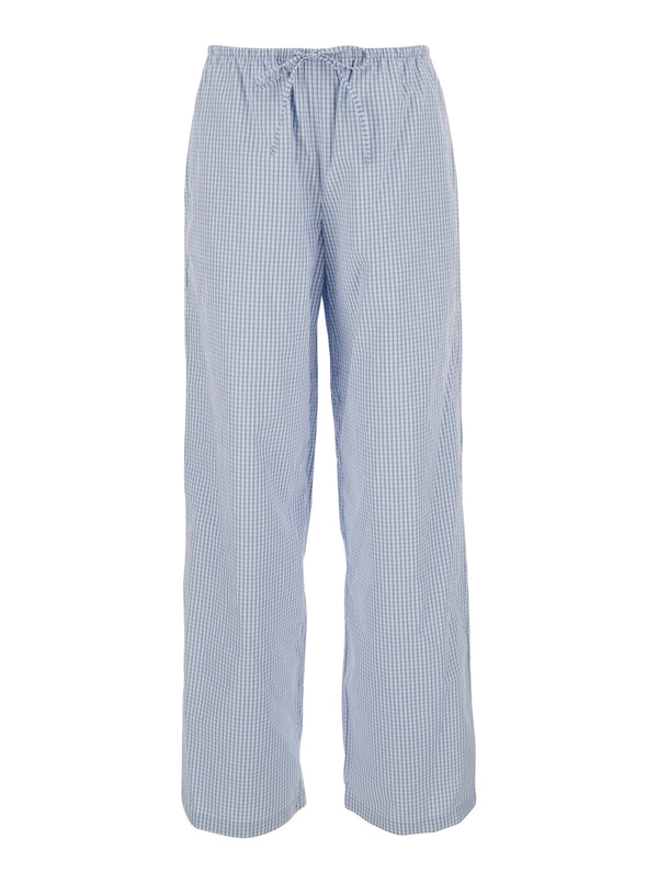 Trousers Light Blue Check Cotton