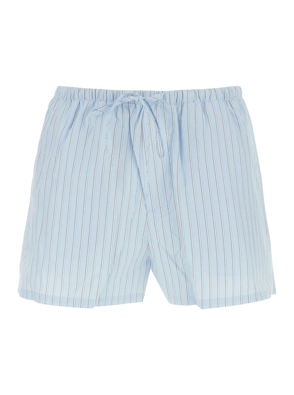 Shorts Light Blue Striped Cotton