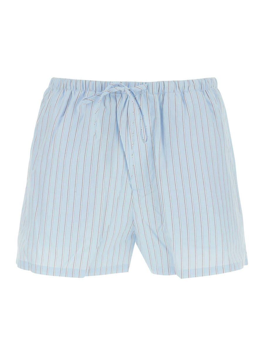 Shorts Light Blue Striped Cotton