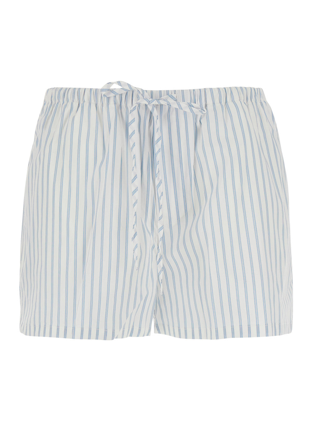 Pajama Mini Shorts Blue With White Stripes Cotton For Women Blu Nylon Polyurethane And Bermuda