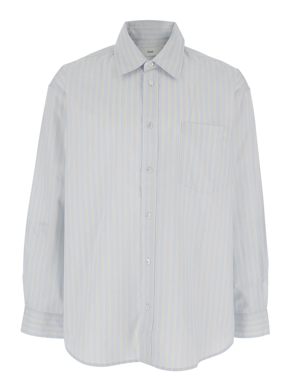 Light Blue Shirt with Classic Collar and Striped Cotton for Men Blouses
