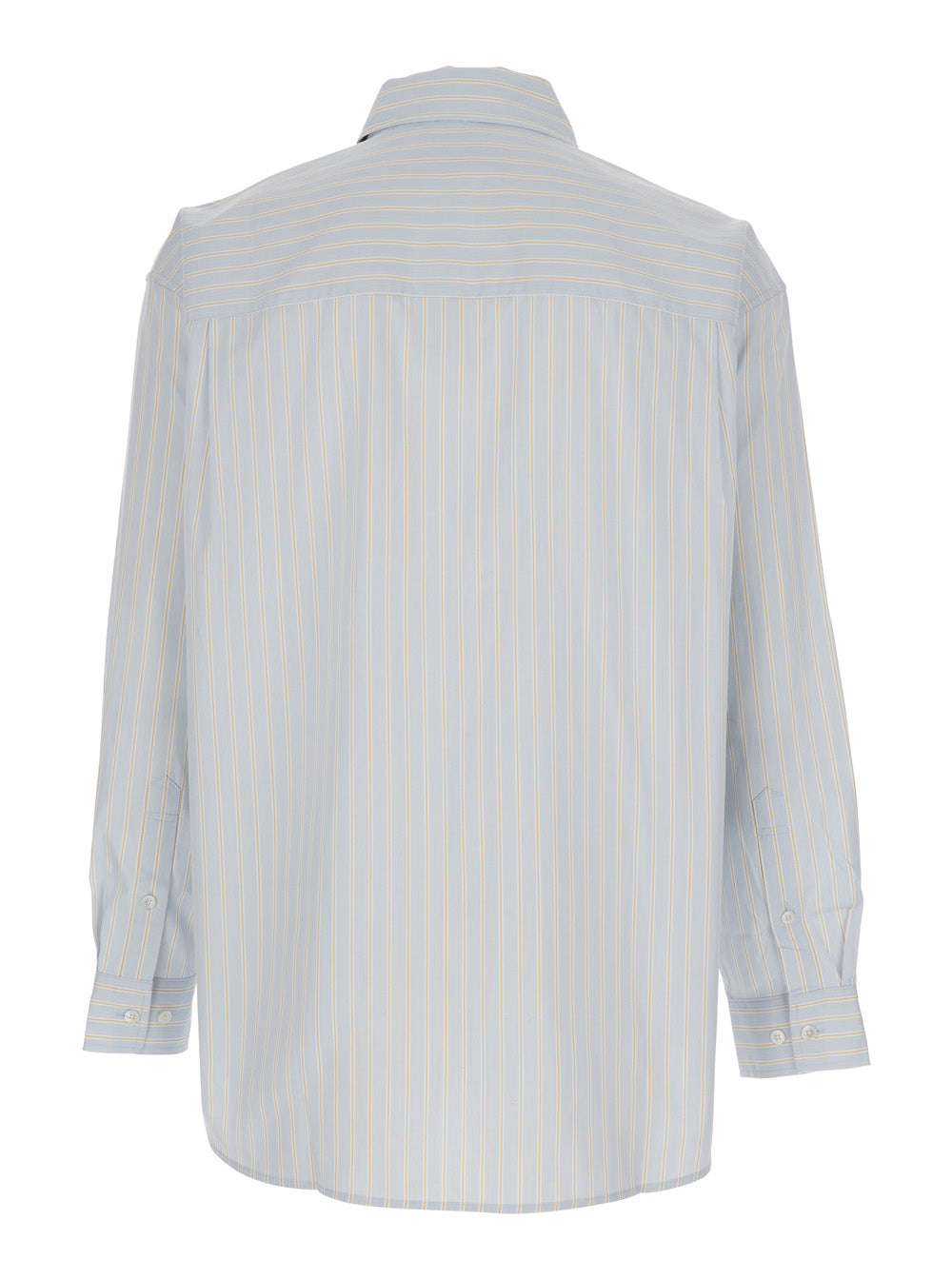Light Blue Shirt with Classic Collar and Striped Cotton for Men Blouses