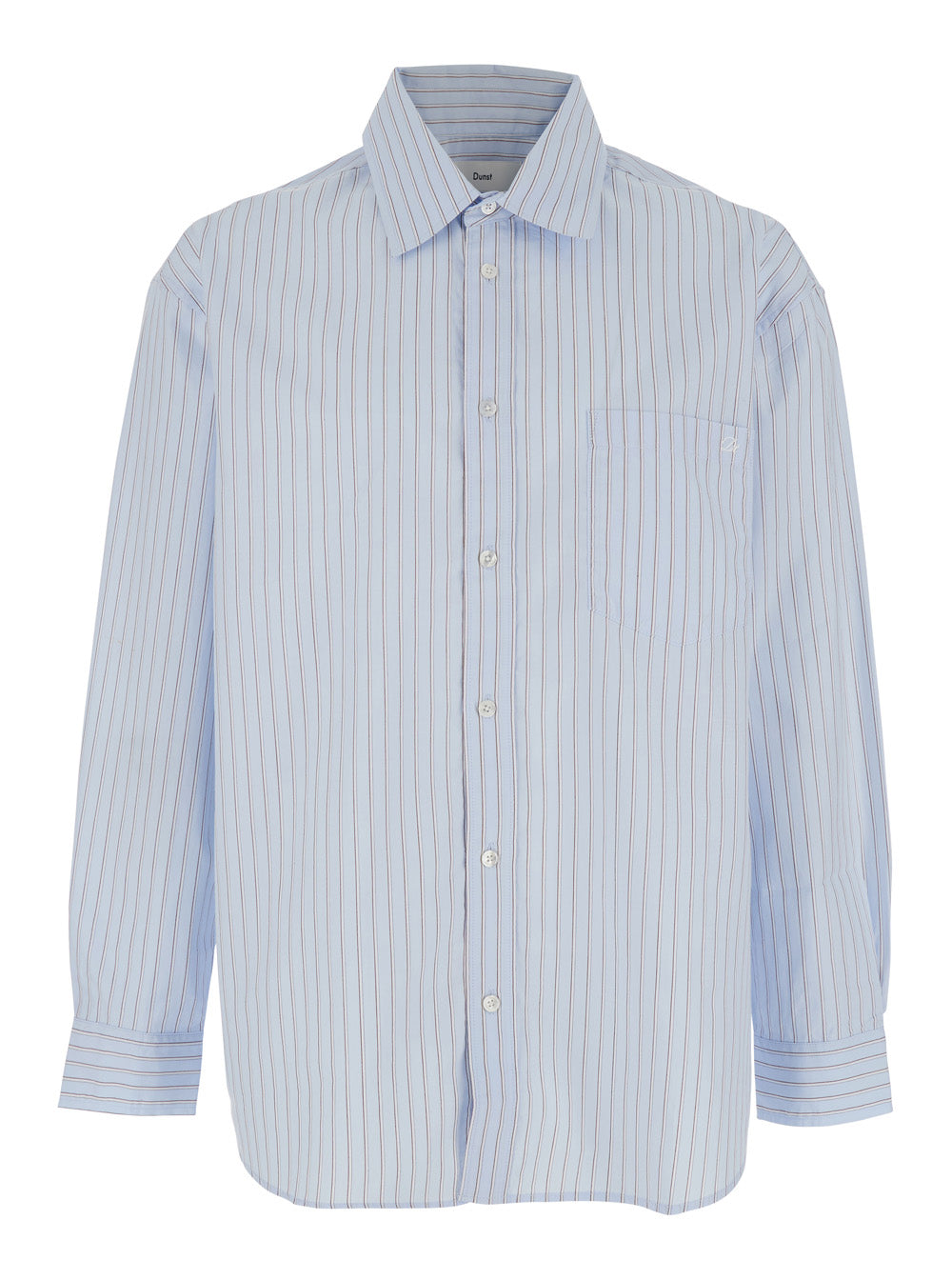 Blue Striped Cotton Shirt with Classic Collar for Men Light And Blouses