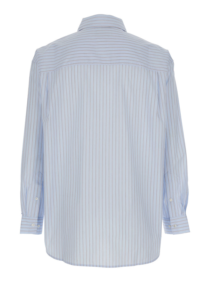 Blue Striped Cotton Shirt with Classic Collar for Men Light And Blouses