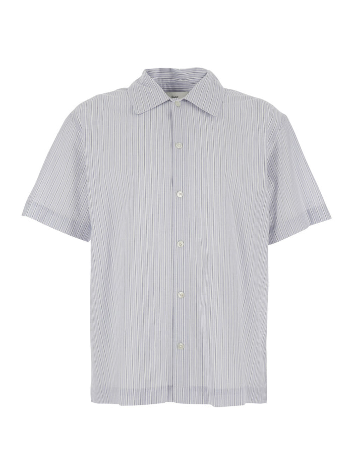 Unisex Holiday Striped Shirt - Blue Cotton With Long Sleeves Light And Blouses