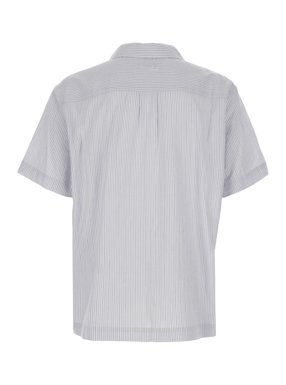 Unisex Holiday Striped Shirt - Blue Cotton With Long Sleeves Light And Blouses