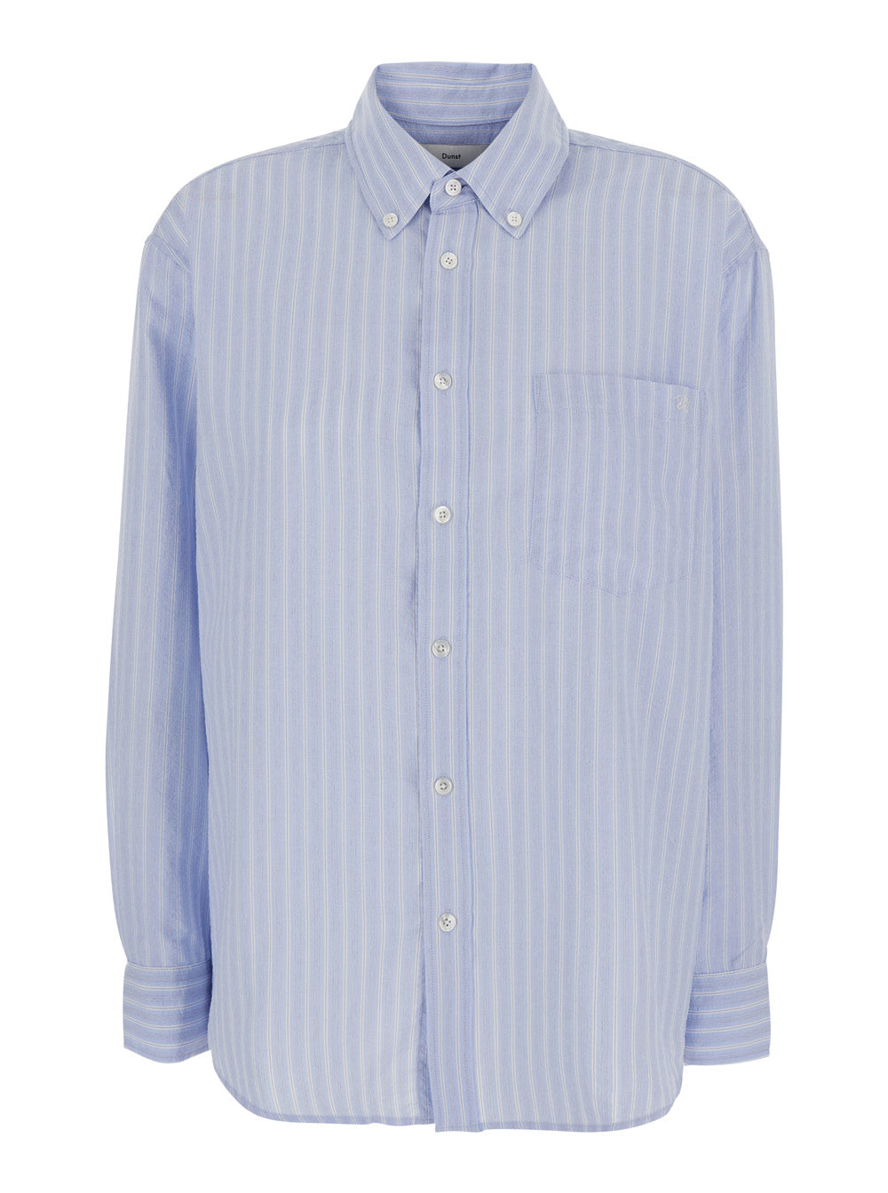 Unisex Classic Striped Bd Overshirt Blue - Oversized Shirt With Collar And Long Sleeves Cotton Nylon Blend Blu Blouses