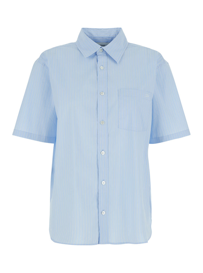 Unisex Oversized Half Sleeve Shirt - Blue Short With Collar Cotton Blu Nylon Polyurethane And Blouses