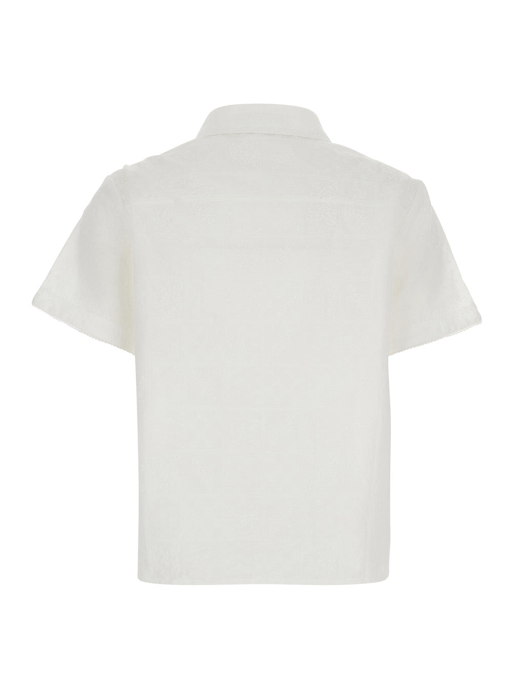 Shirt Laced Organic Crafted White With Cotton Lace Details For Women And Blouses