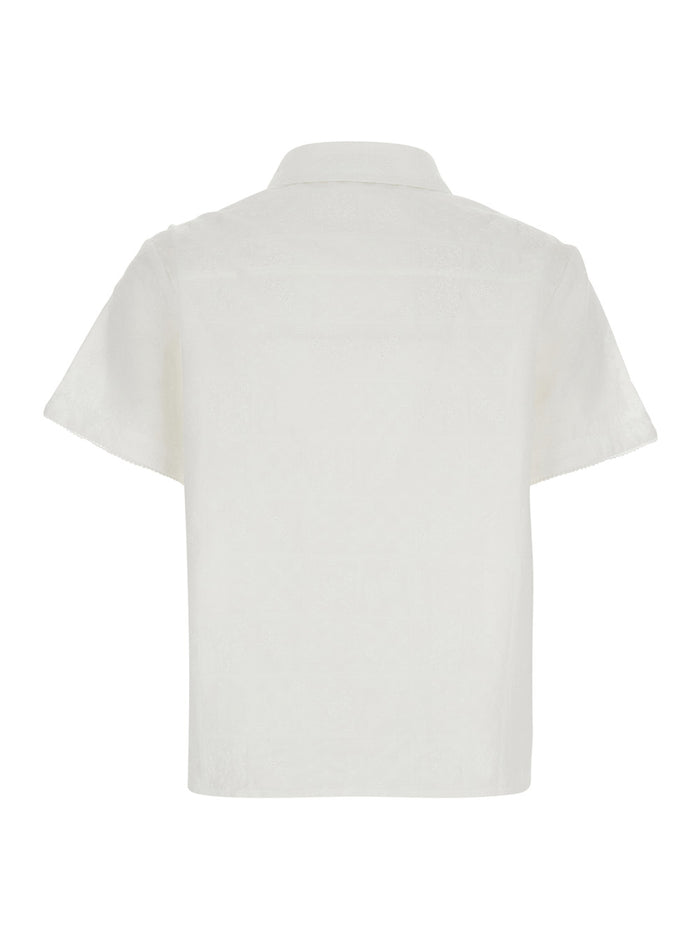 Shirt Laced Organic Crafted White With Cotton Lace Details For Women And Blouses