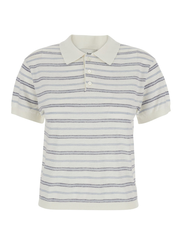 Polo Unisex Linen Striped Blue With And Cotton Stripes For Men Blu Tshirts Shirts