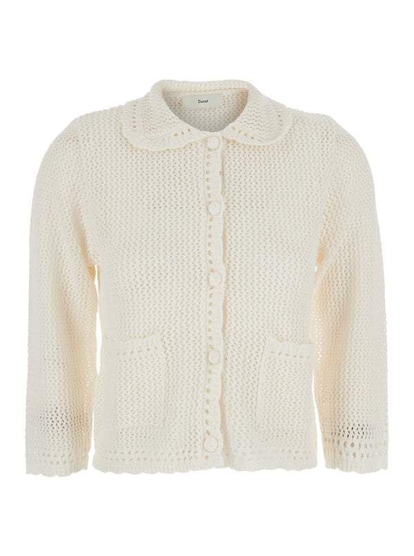 Sweater White Linen-Cotton Tops