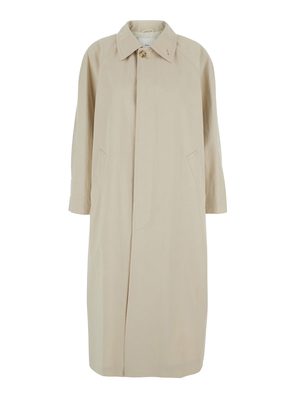 Beige Trench with Classic Collar and Button Closure in Blend Cotton Woman Nylon Outerwear
