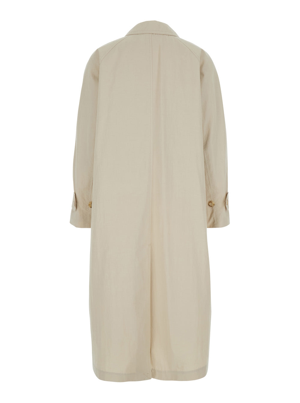 Beige Trench with Classic Collar and Button Closure in Blend Cotton Woman Nylon Outerwear
