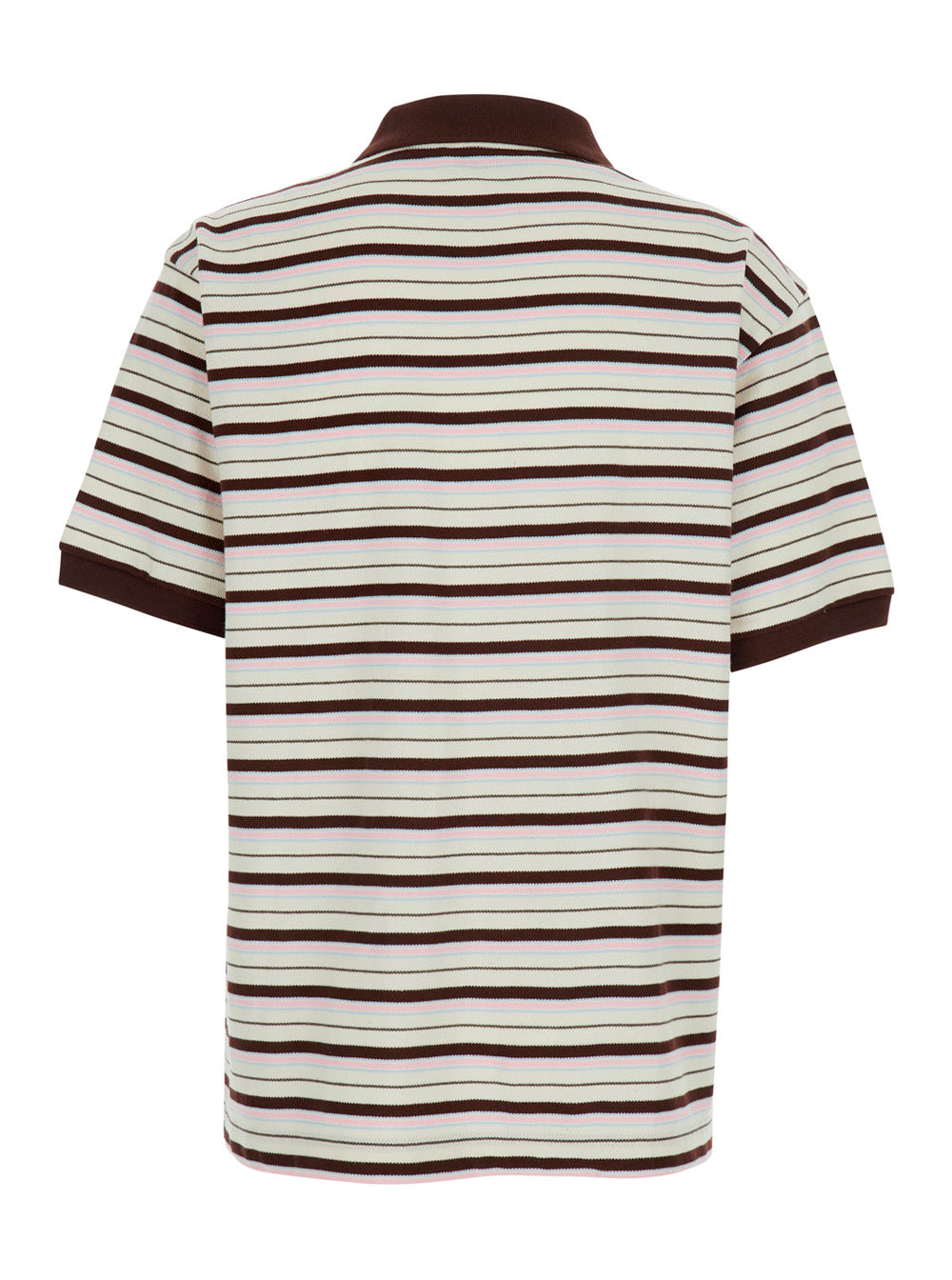 Multicolor Polo Shirt With Embroidered Logo Lettering On The Front And All-Over Stripes Cotton For Women Tshirts