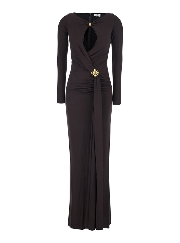 Long Dress Abr1461e2 Brown Viscose