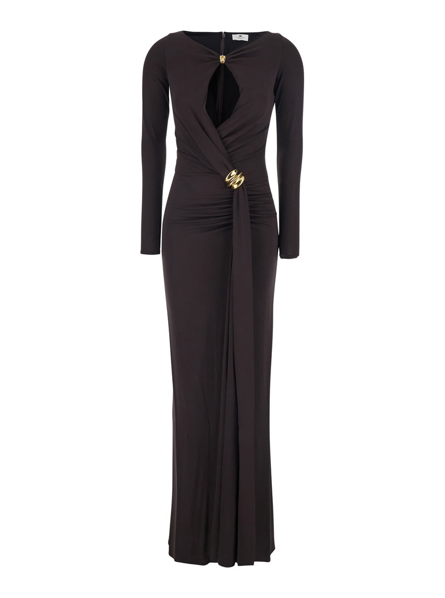 Long Dress Abr1461e2 Brown Viscose