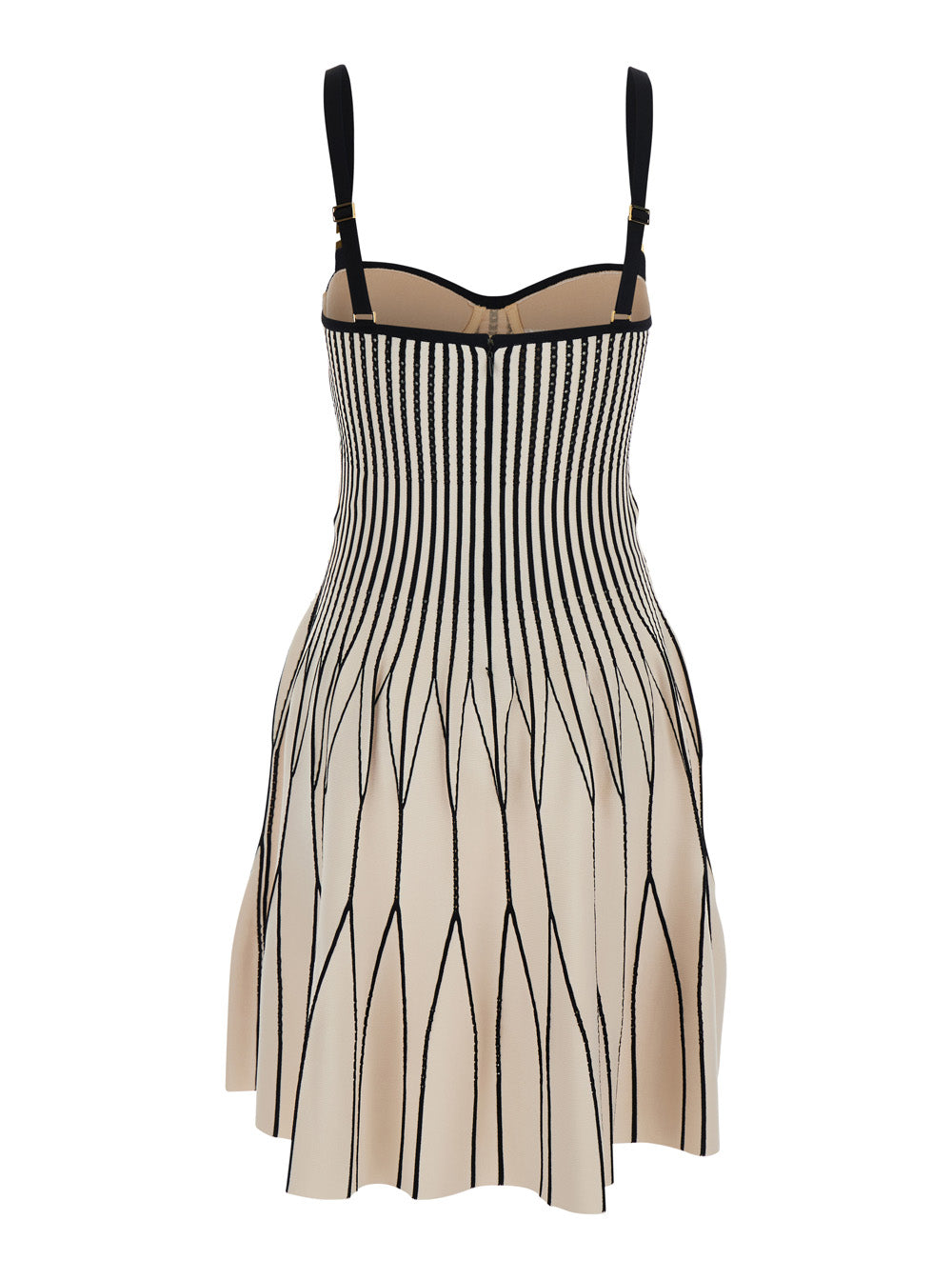 Dress Knit Beige With V-Neck And Long Sleeves In Viscose For Women