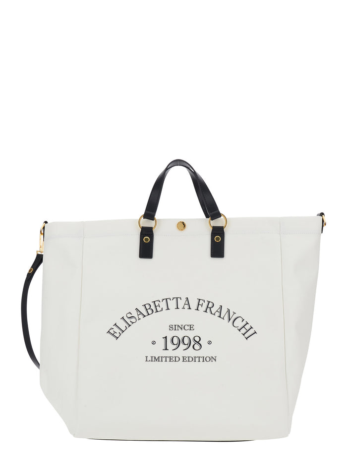 SHOPPER Elisabetta Franchi White - Leather Handle Bag Women Tote