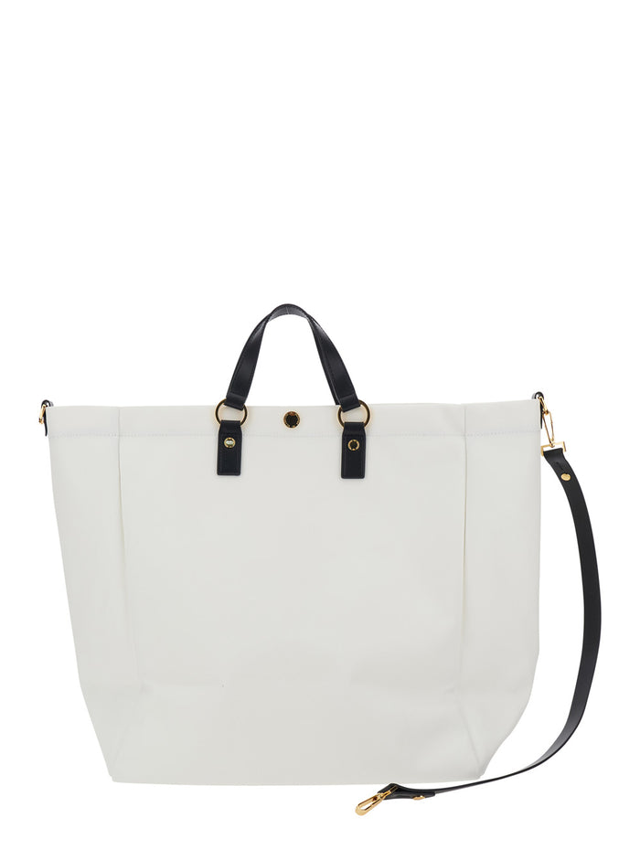 SHOPPER Elisabetta Franchi White - Leather Handle Bag Women Tote