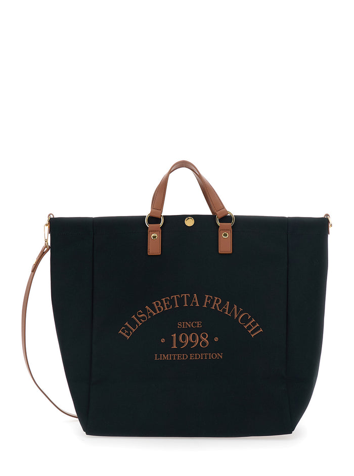 SHOPPER Black Tote bag with Leather Handles. In Leather. Women