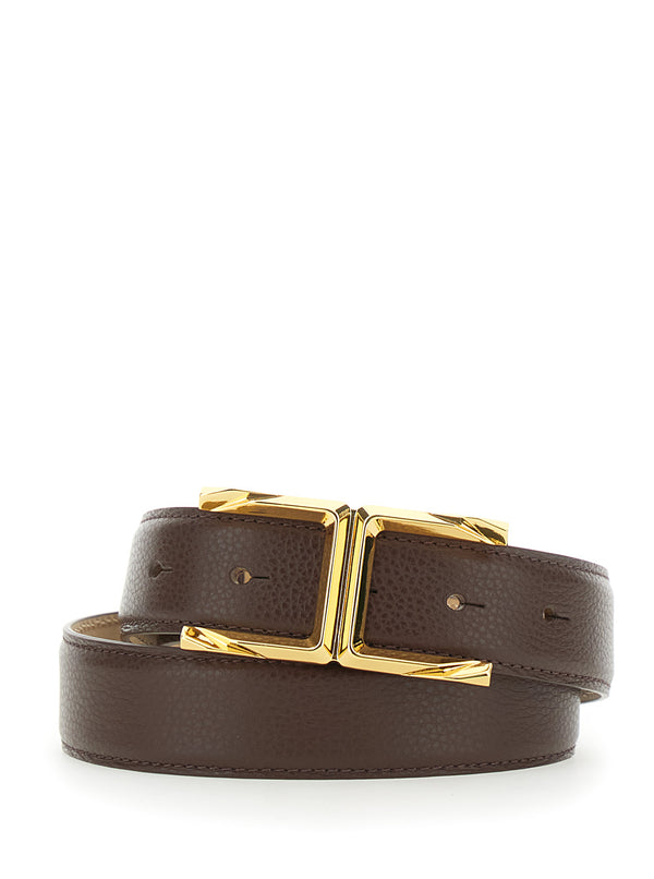 Leather Belt Brown With Metal Details