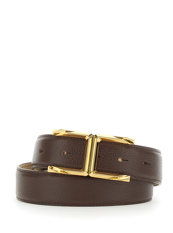Belt Ct88s62e2644 Brown With Metal Details Leather Women