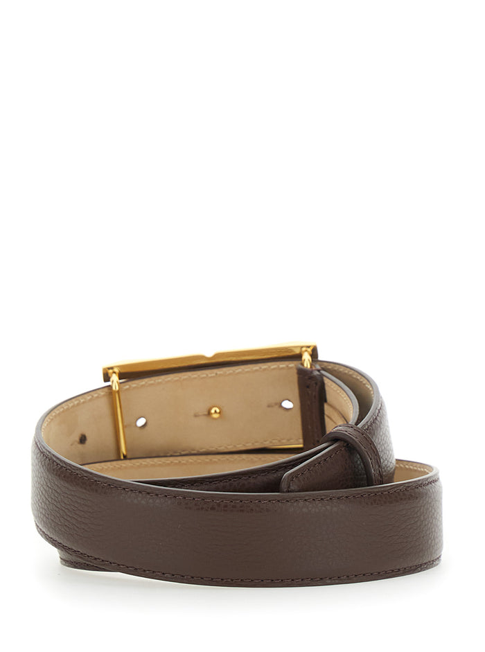 Belt Ct88s62e2644 Brown With Metal Details Leather Women