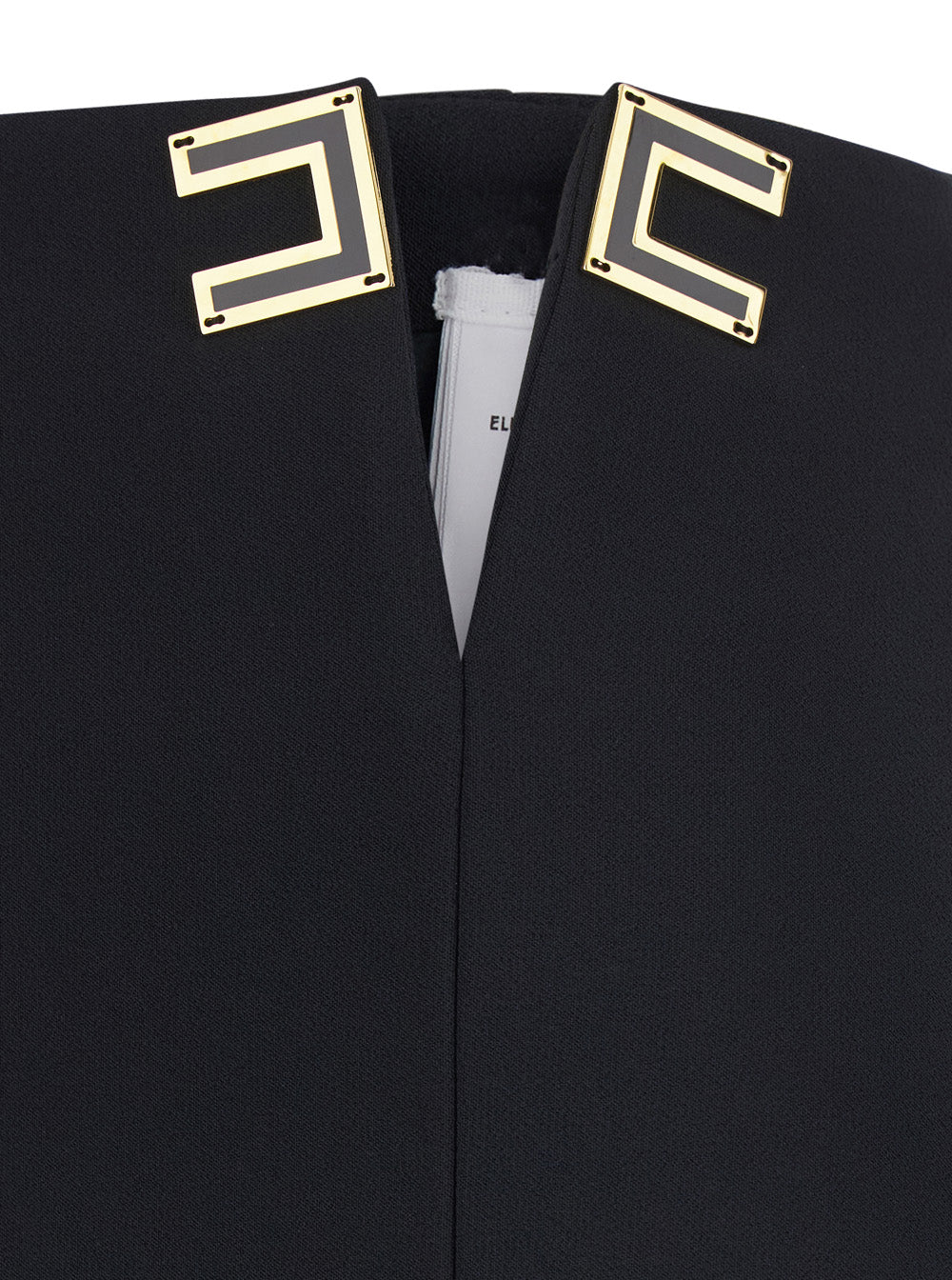 Black Midi Skirt with Side Vent and Cut-Out Logo Plate in Tech Fabric for Women Polyester Elastane