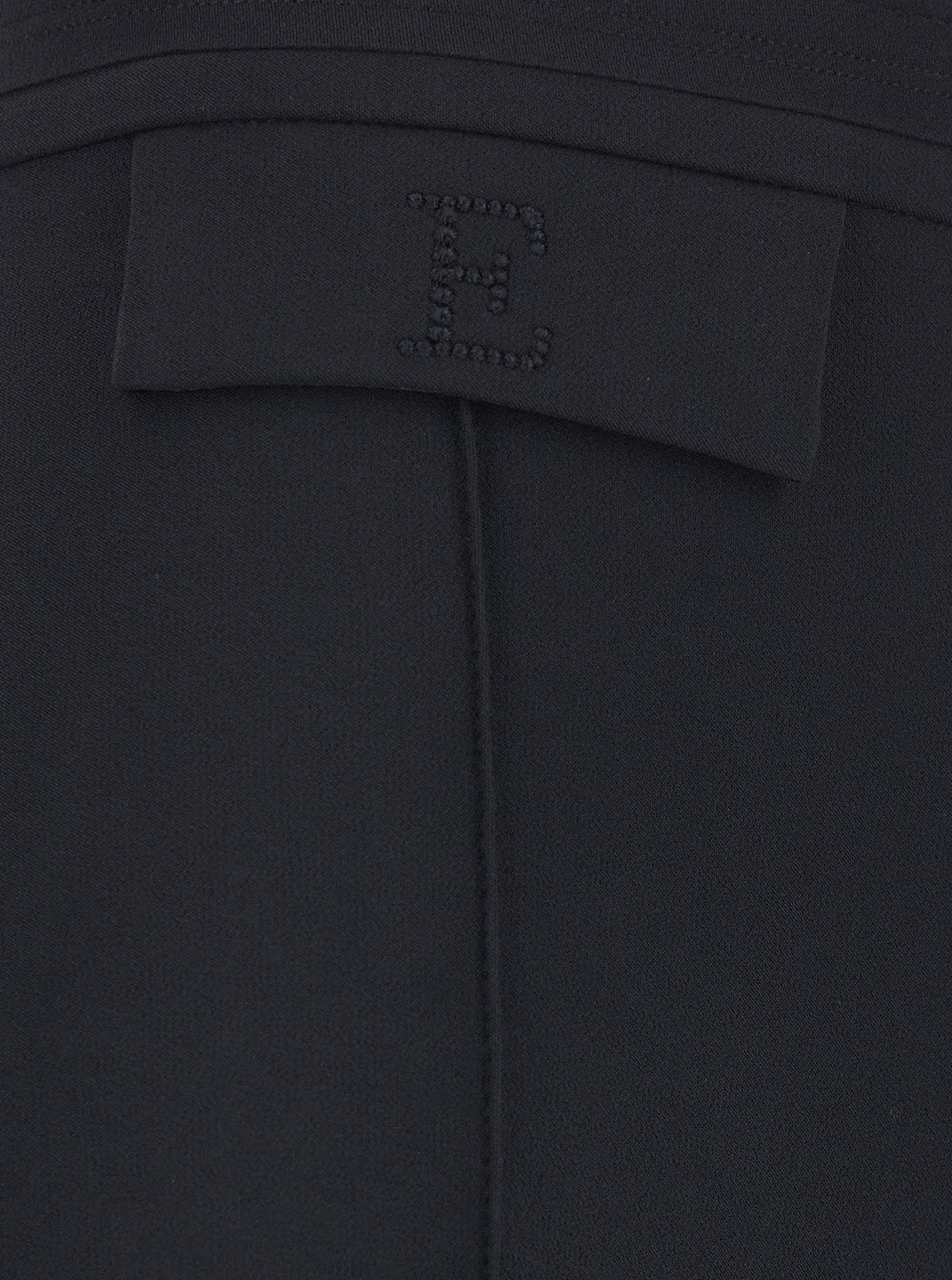 Black High-Waisted Pants with Two Front Flap Pockets in Tech Fabric Stretch Woman Polyester Elastane Trousers