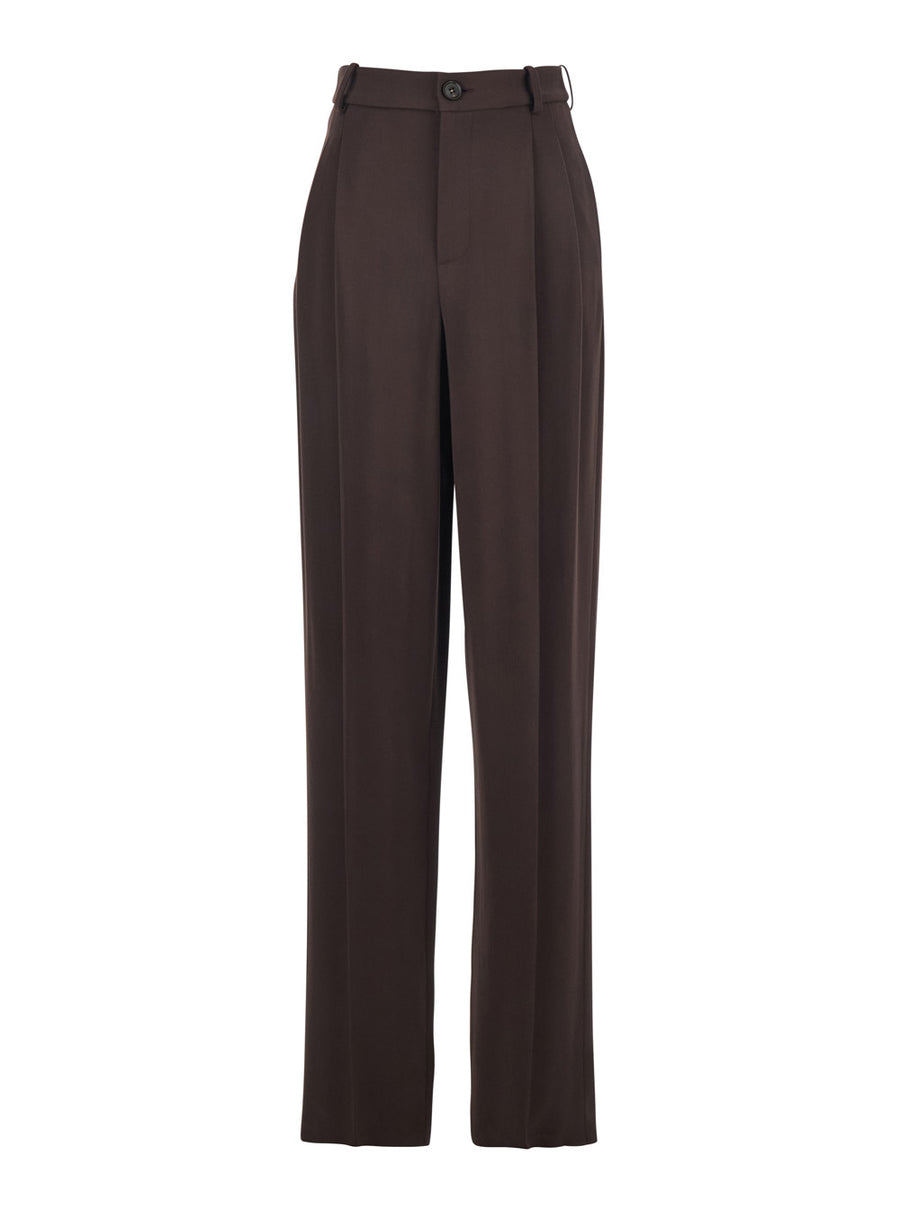 Trousers, Brown Stretch Viscose