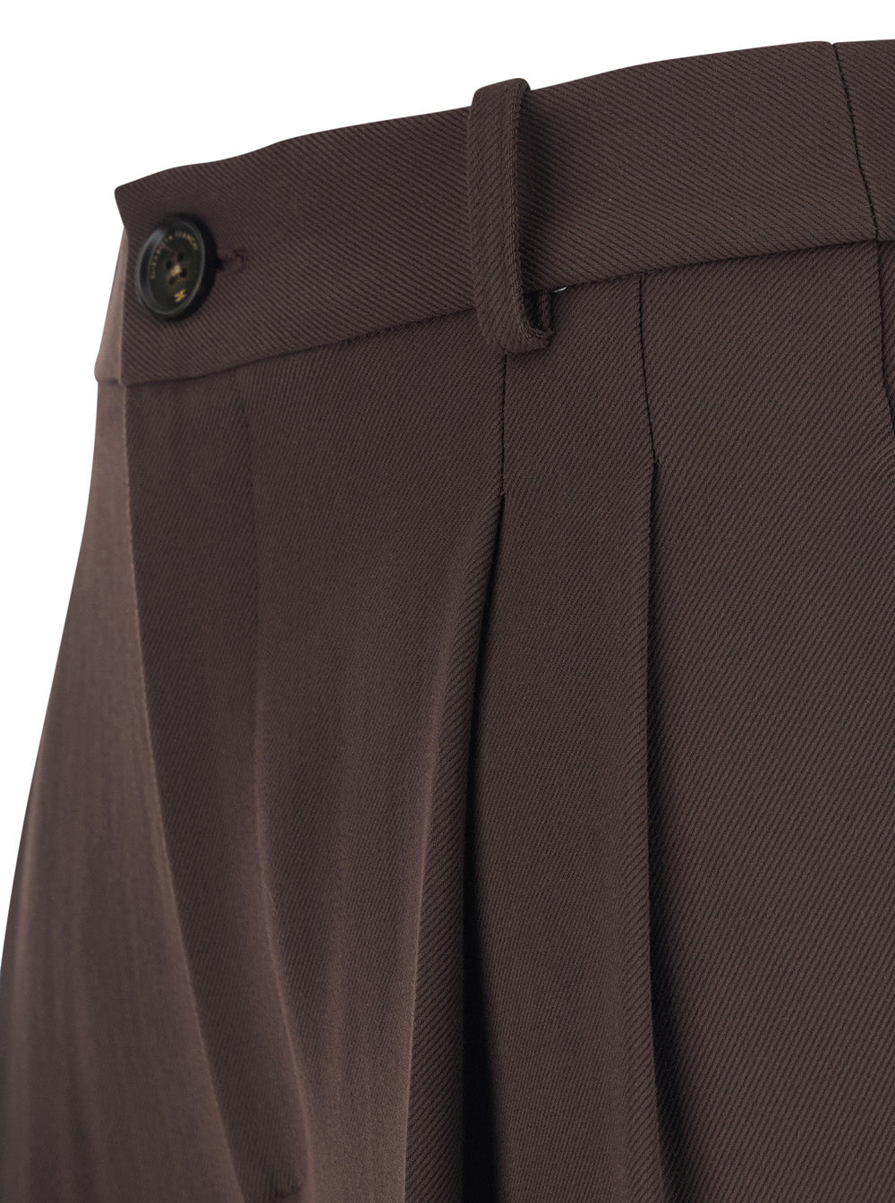Brown Stretch Viscose Belt Loop Trousers for Women Elastane