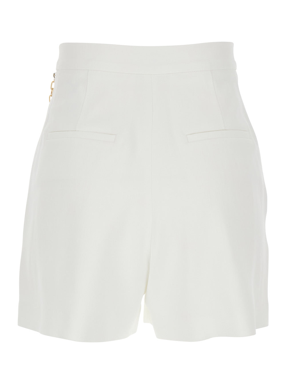 Shorts SH00561E2360 with Chain Detail and Hidden Closure on the Front in White Stretch Viscose for Women Elastane Bermuda