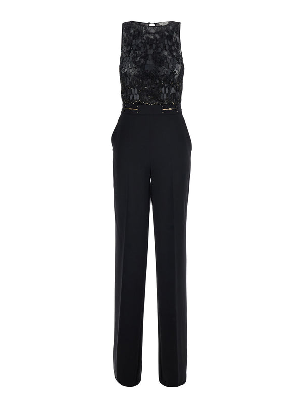 Jumpsuit Sleeveless Black Lace Polyester Jumpsuits