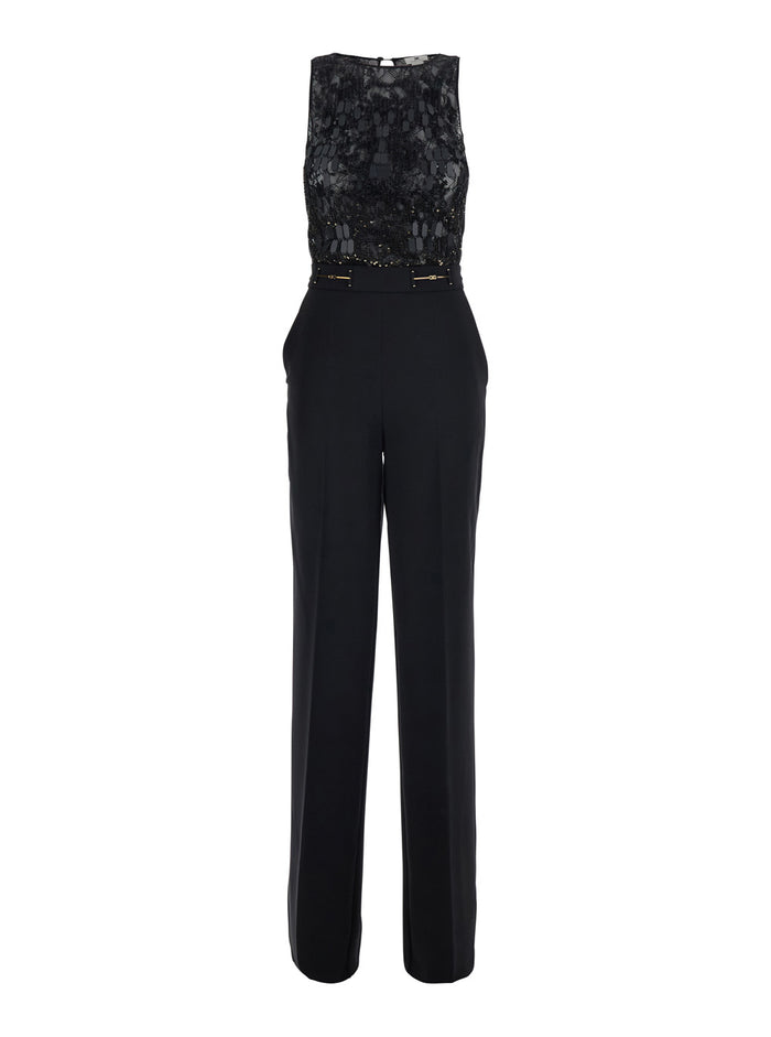 Dress Embroidered Jumpsuit With Embroidery In Black Women Polyester Elastane Jumpsuits