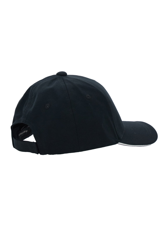 Black Baseball Cap with Front Logo in Cotton for Men Hats And Gloves