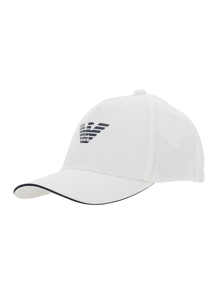 White Cotton Logo Baseball Cap for Men Hats And Gloves