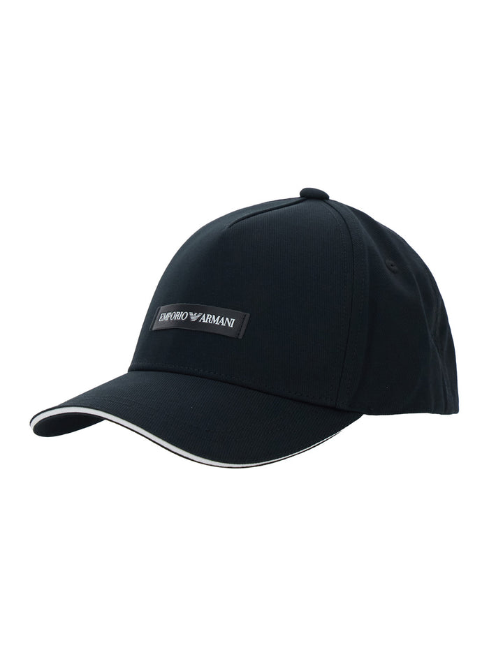 Baseball Cap Logo with Patch on Front in Black Cotton for Men Hats And Gloves