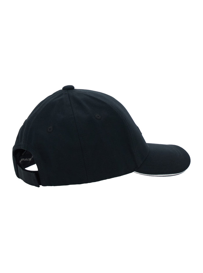 Baseball Cap Logo with Patch on Front in Black Cotton for Men Hats And Gloves