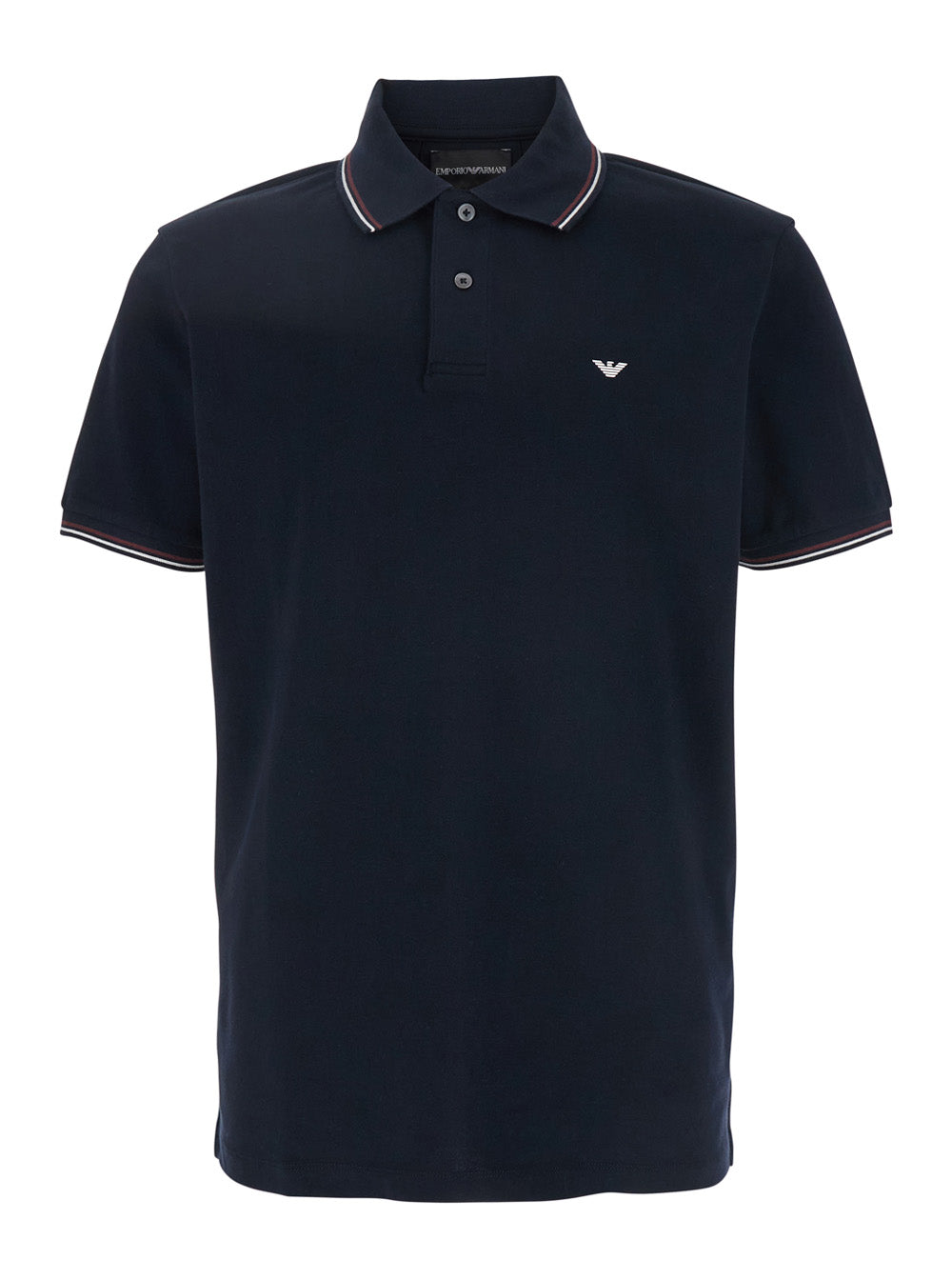 Mens Blue Cotton Short Sleeve Polo with Front Embroidery Blu Elastane Tshirts And Shirts