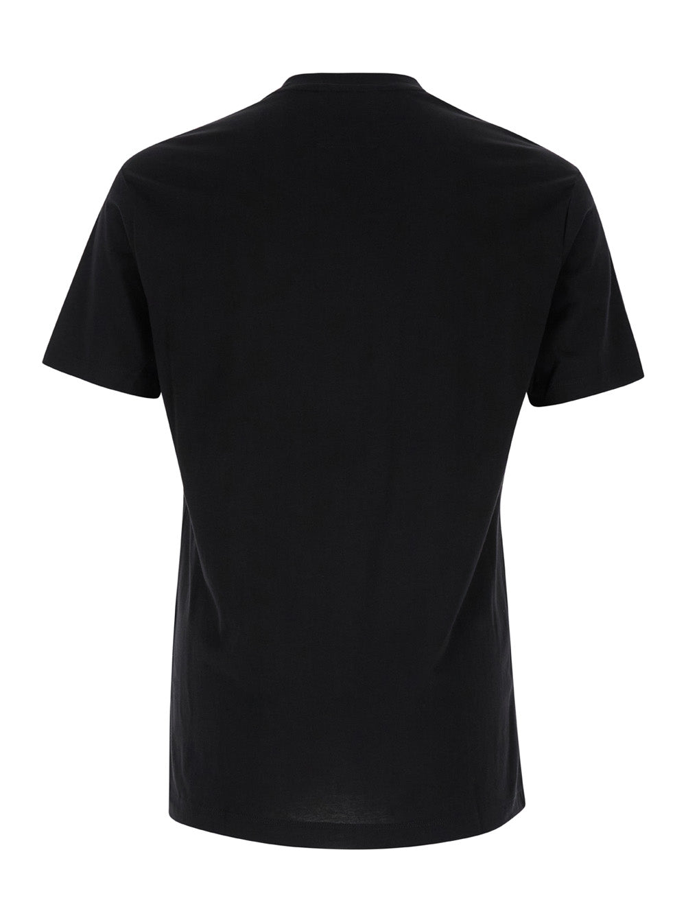 Black T-Shirt With Contrast Logo Lettering Print For Men Cotton Tshirts And Polo Shirts