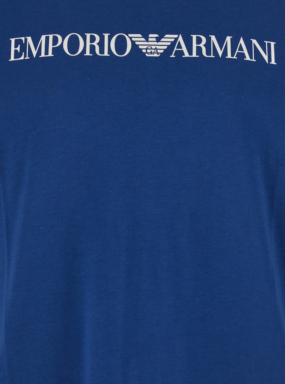 Blue Crewneck T-Shirt with Logo Lettering on the Front in Cotton Man Blu Tshirts And Polo Shirts