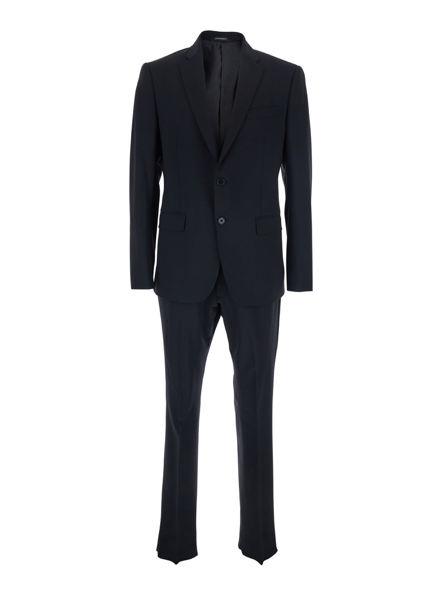 Suit Single-Breasted Slim Blue Virgin Wool Suits