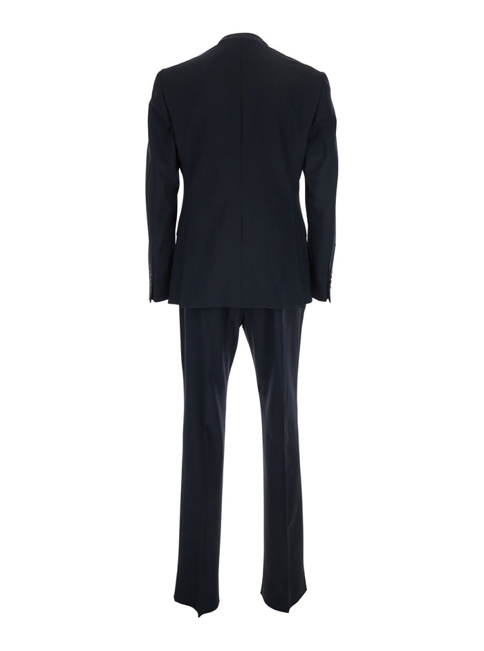 Single-breasted Slim Suit with Notched Revers in Blue for Men Blu Virgin Wool Suits