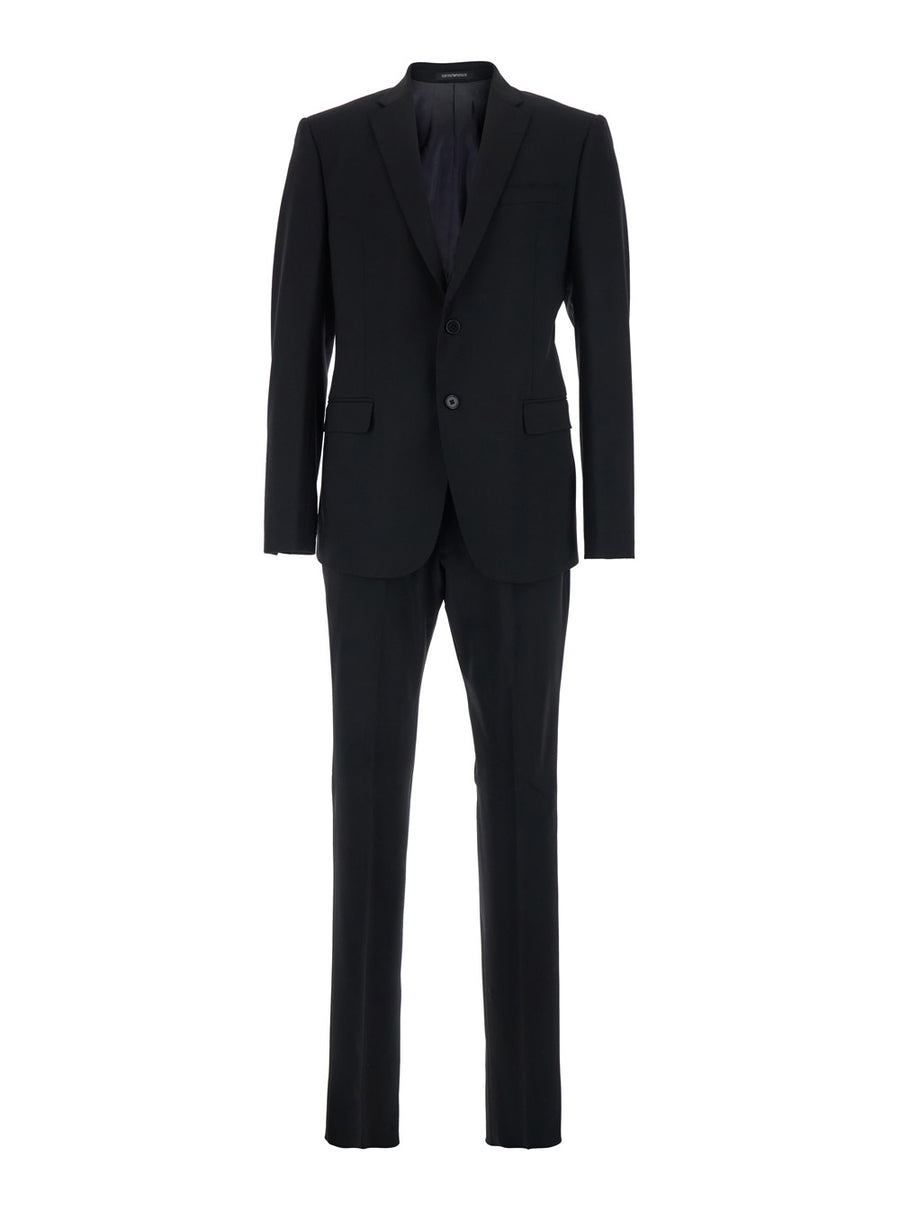 Single-Breasted Suit Black Wool Virgin Suits