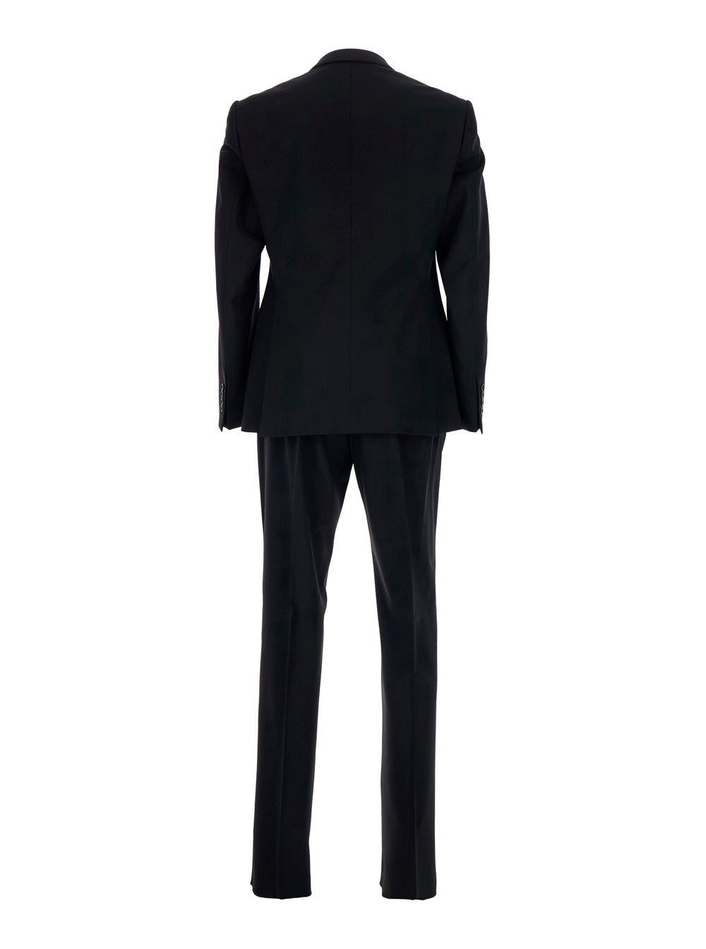 Single-breasted Suit with Notched Revers in Black Wool for Men Virgin Suits