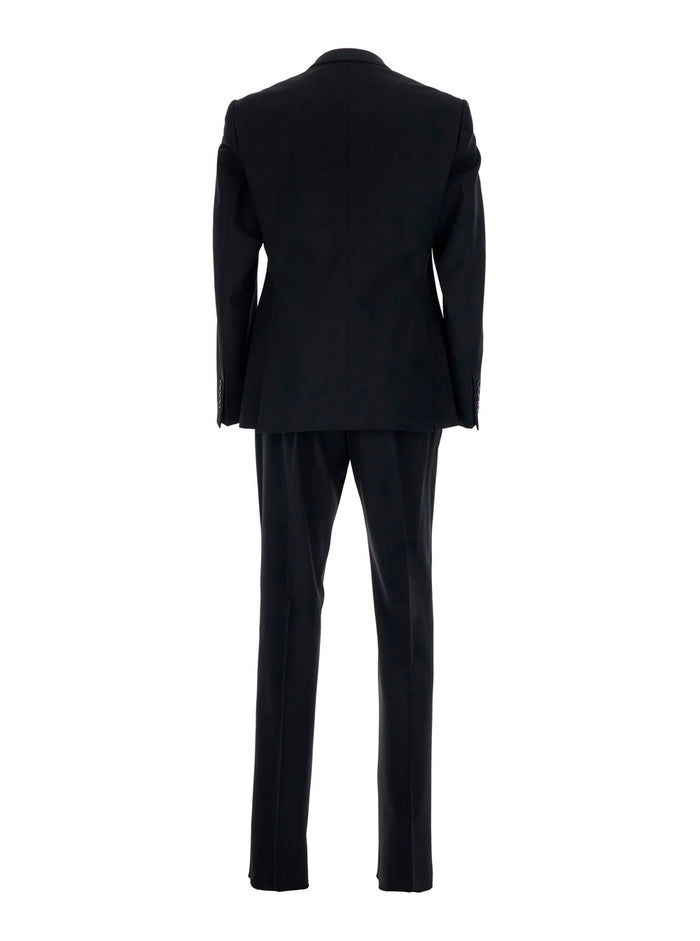 Single-breasted Suit with Notched Revers in Black Wool for Men Virgin Suits