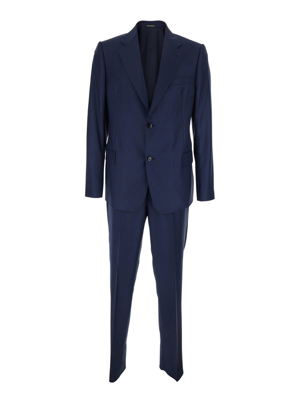 Single-Breasted Wool Suit Blue Suits