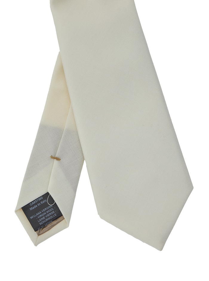 White Tie with Back Closure in Stretch Wool for Men Virgin Elastane Papillon And Ties